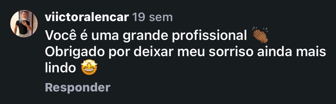 Print de comentário de paciente no Instagram da Clínica Faralhe