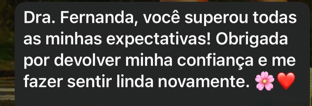 Print de depoimento de paciente da Clínica Faralhe