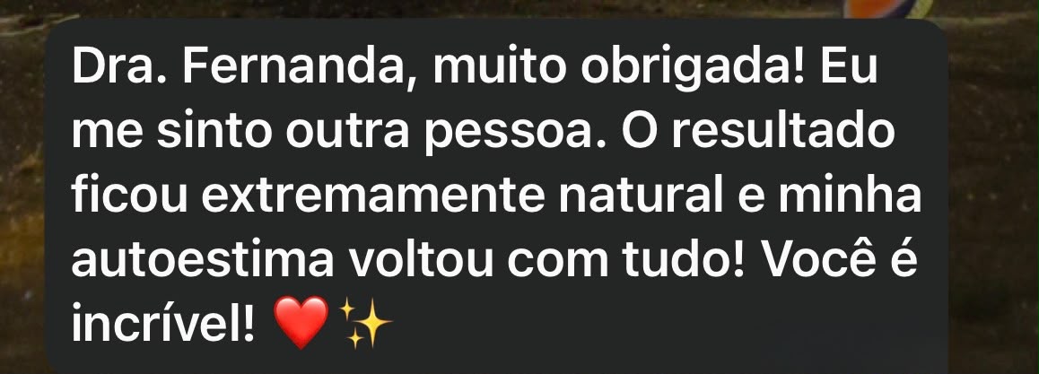 Print de depoimento de paciente da Clínica Faralhe